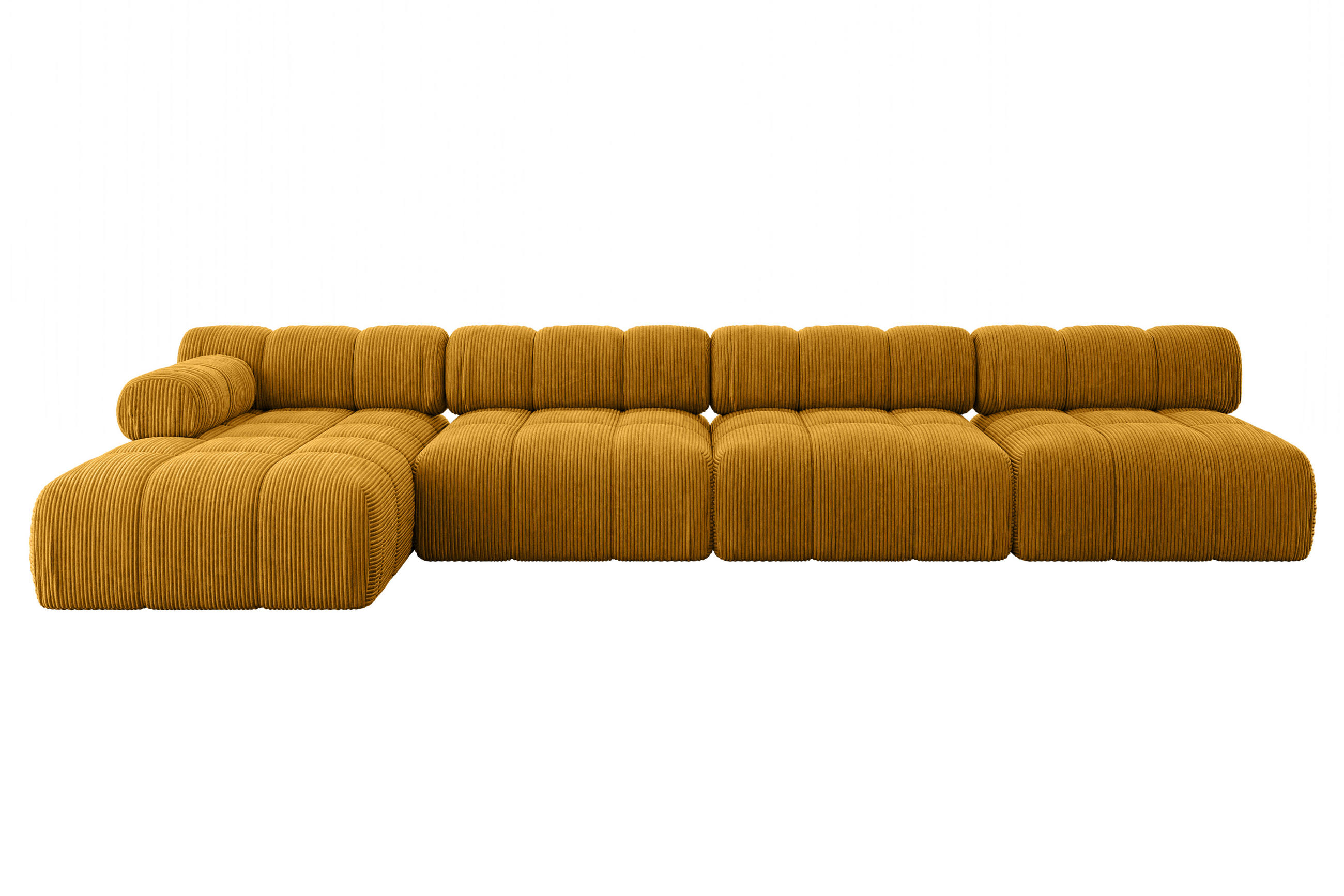 ECKSOFA modulares Sofa Razon-L3 - 380x160x70 cm Senfgelb Cord - Currygelb, Holzwerkstoff/Textil (380/160cm) - ALTDECOR