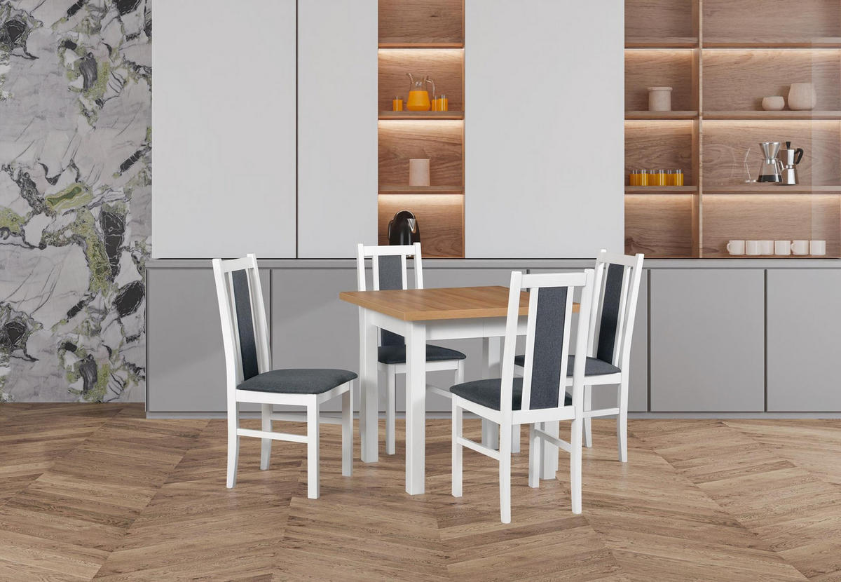 TISCH Max VIII Wotan Eiche, Klapptisch mit Weiß Beine - Eiche Wotan/Weiß, Holz/Holzwerkstoff (80/80/76cm) - Bettso