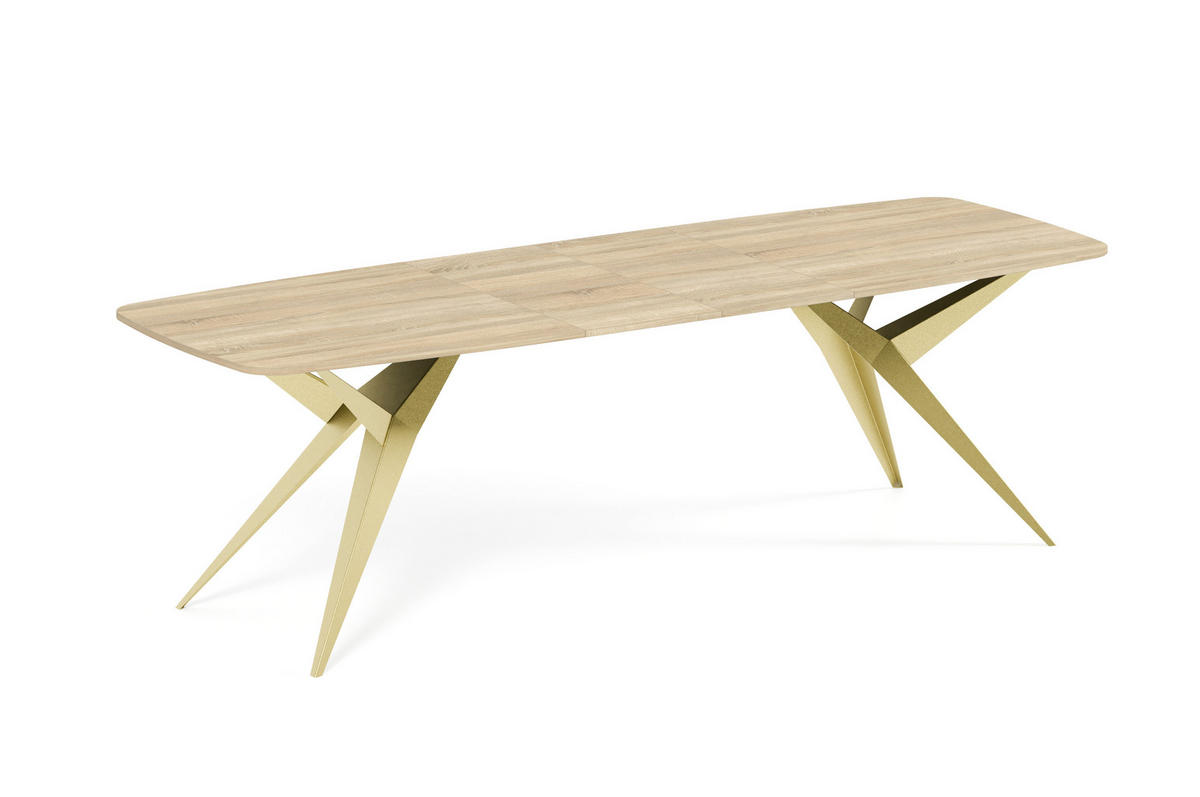 ESSTISCH AXIS - Goldfarben/Sonoma Eiche, Holzwerkstoff/Metall (90/180/76cm) - Meblini