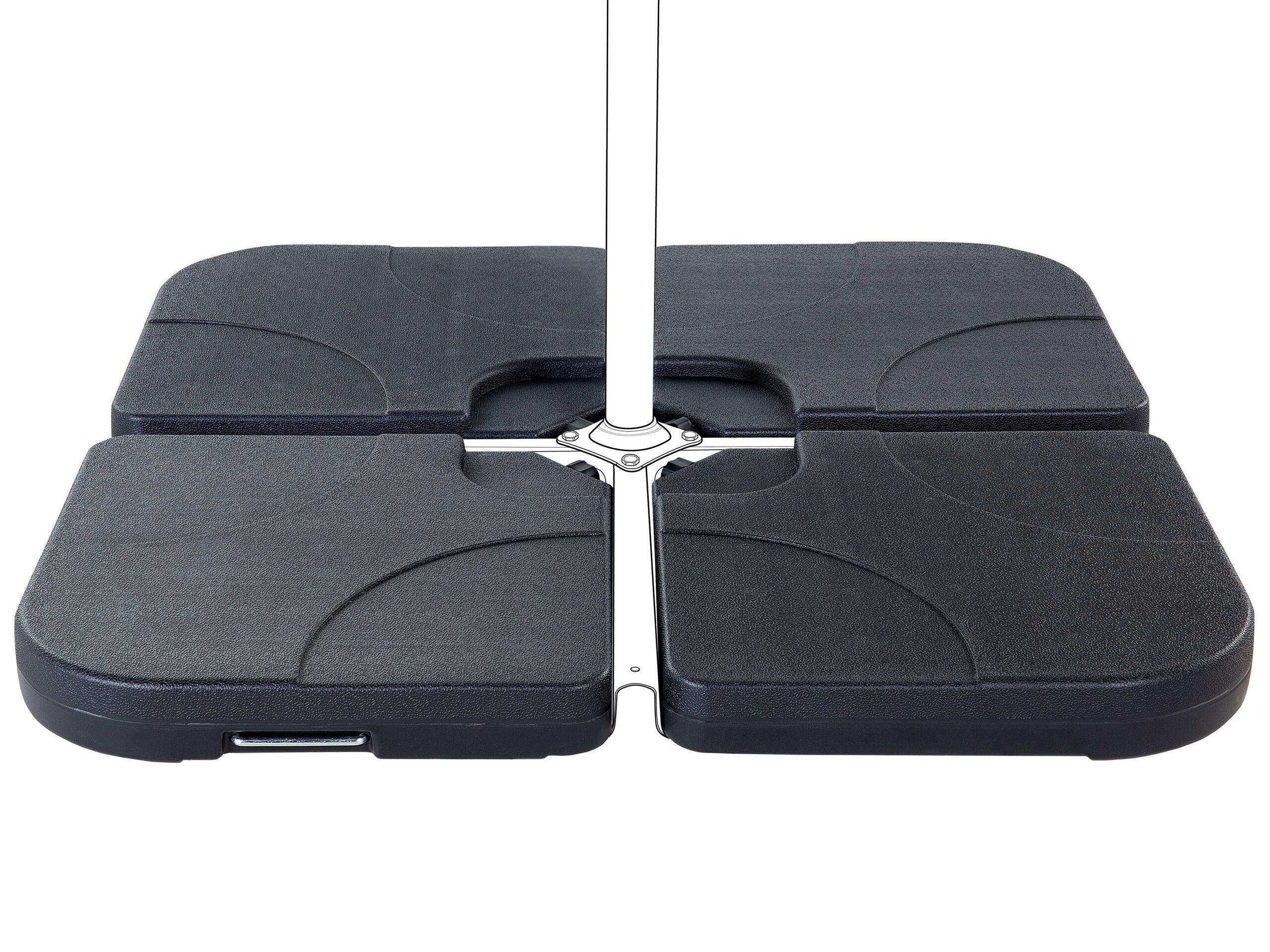 BESCHWERUNGSPLATTEN für Sonnenschirmständer anthrazit 4 Stück befüllbar Caria - Schwarz, Kunststoff (52/52cm) - Beliani