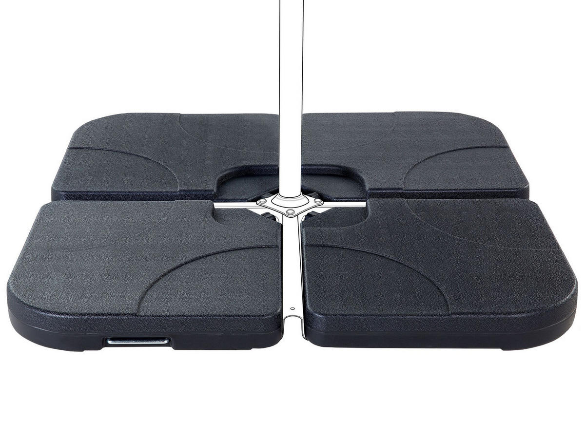 BESCHWERUNGSPLATTEN für Sonnenschirmständer anthrazit 4 Stück befüllbar Caria - Schwarz, Kunststoff (52/52cm) - Beliani