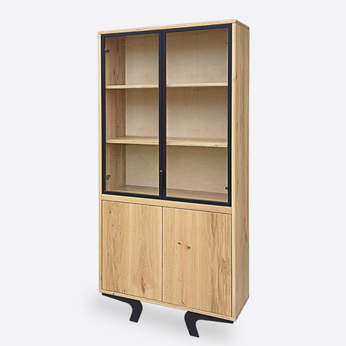 EICHENHOLZ-VITRINE aus Massivholz für das Wohnzimmer VITA - Eichefarben, Holz (100/190/45cm) - Rawood Furniture