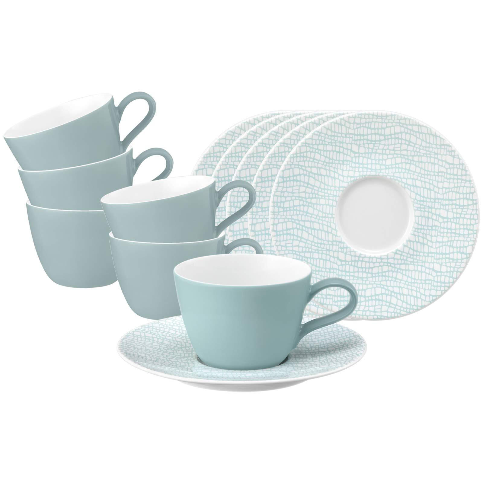 KAFFEETASSEN MIT UNTERTASSEN Life Fashion Green Chic 240 ml 6er Set - Grün, Keramik (16.5/8.2/16.5cm) - Seltmann Weiden