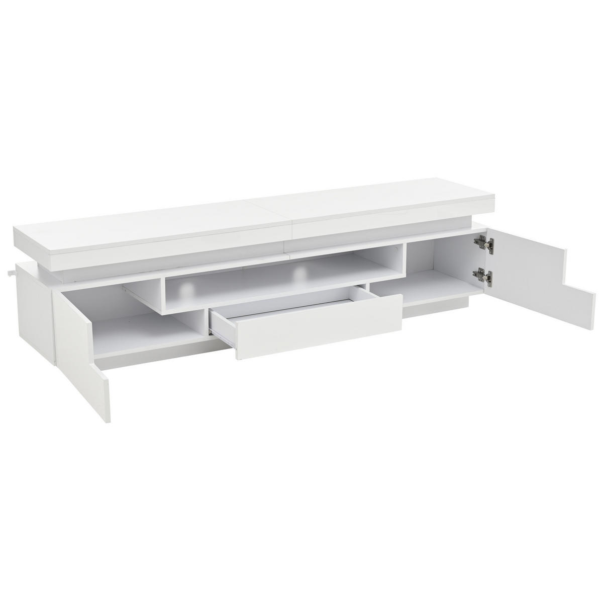 ORMARIĆ za TV 175/38/45 cm bijeli od iverice s LED rasvjetom i 2 ormarića - bijela, drvni materijal (175/45/38cm) - OKWISH