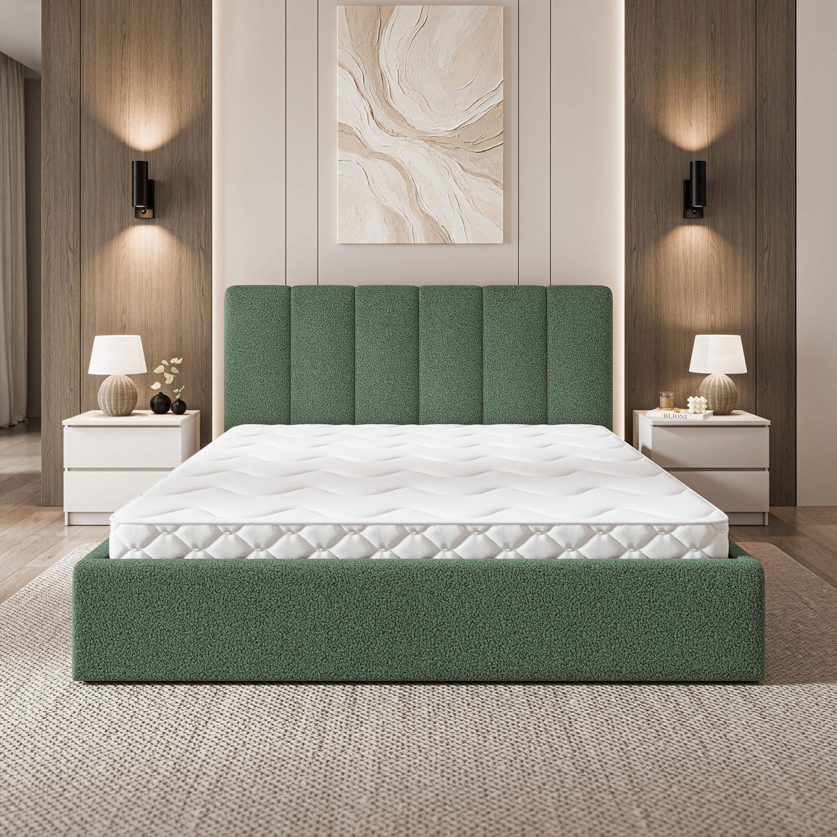 ČALOUNĚNÁ Postel NEMIS 160x200 cm Zelená - zelená barva, kompozitní dřevo/textil (160/200cm) - MASSENO