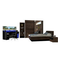 JUGENDZIMMER Tezaur "Jacky" in Schlammeiche, Schwarz und Schwarzeiche 7 teilig Gamingzimmer mit RGB LED - Braun, Holzwerkstoff (120/200/80cm)