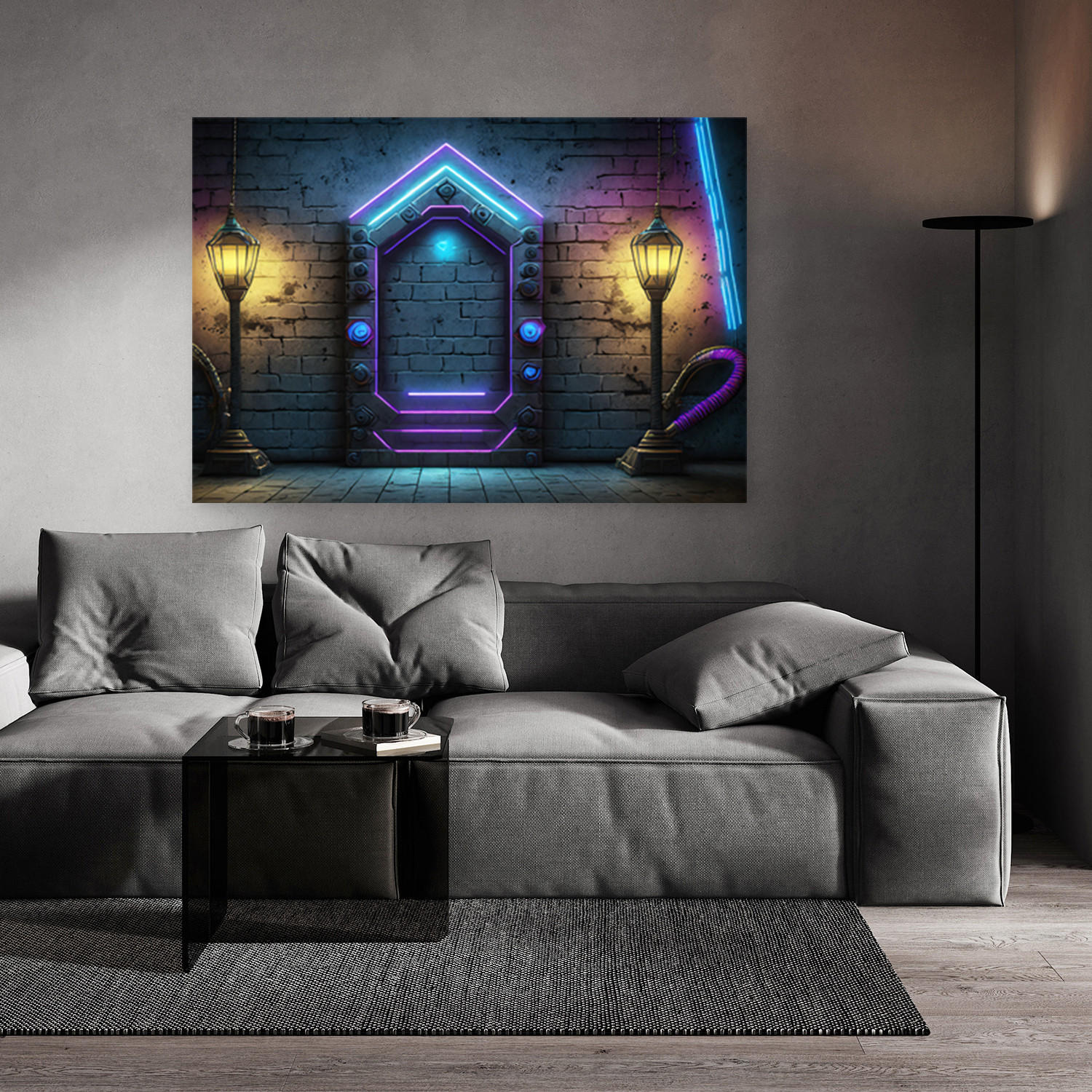 WANDBILD portal neon abstraktion - Lila, Textil (60/40cm) - Feeby