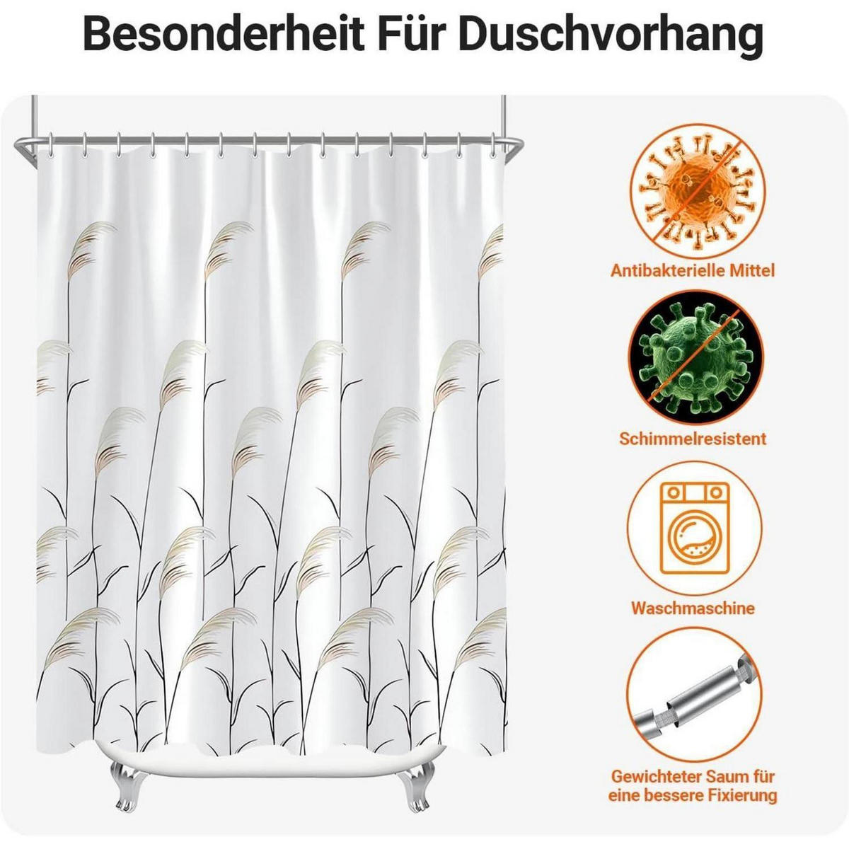 DUSCHVORHANG Weizenohr 220 x 200 cm - Multicolor, Textil (220/200cm)