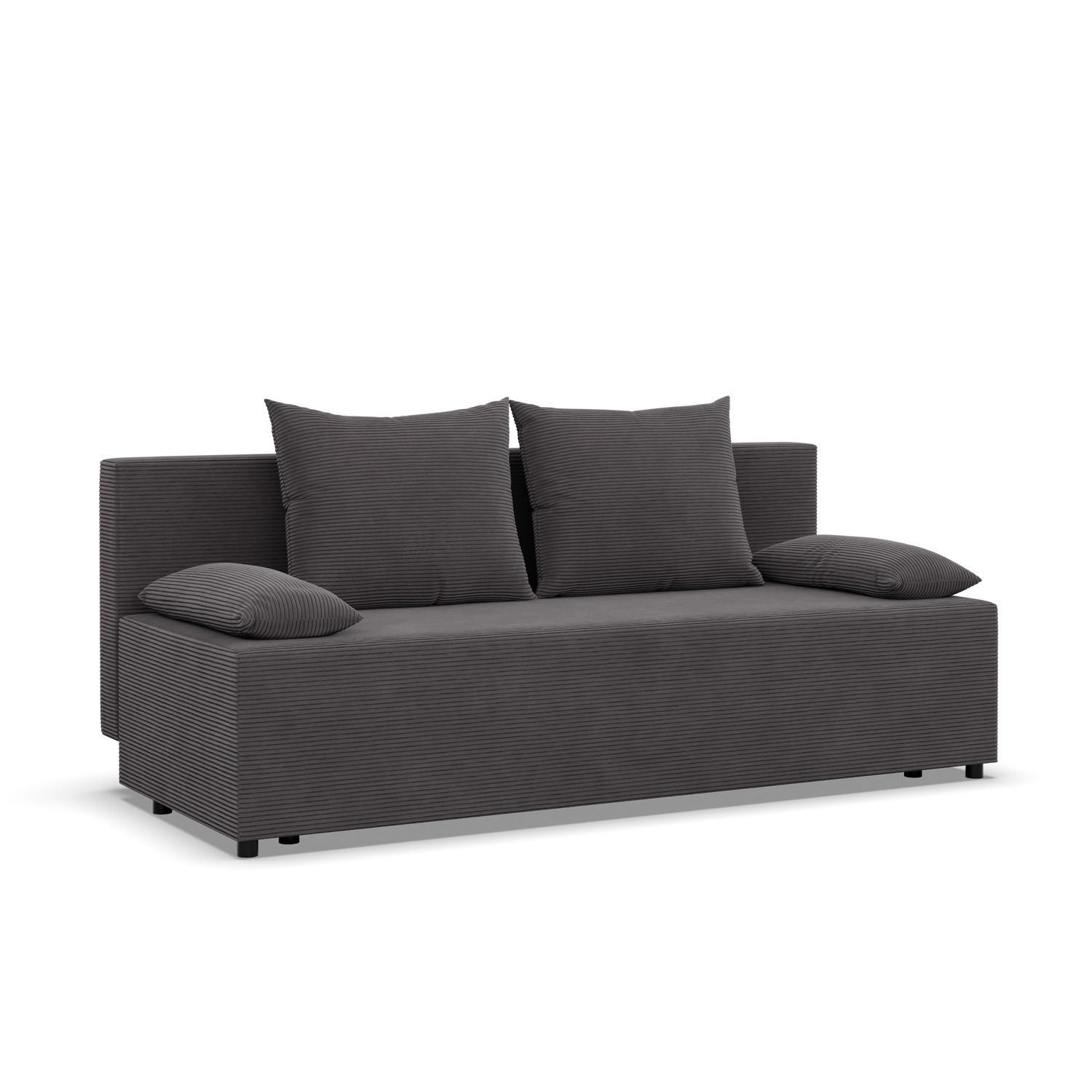 SOFA 3-SITZER MIT SCHLAFFUNKTION FERMO Dunkelgrau - Dunkelgrau, Textil (92/95/191cm) - Mebligo
