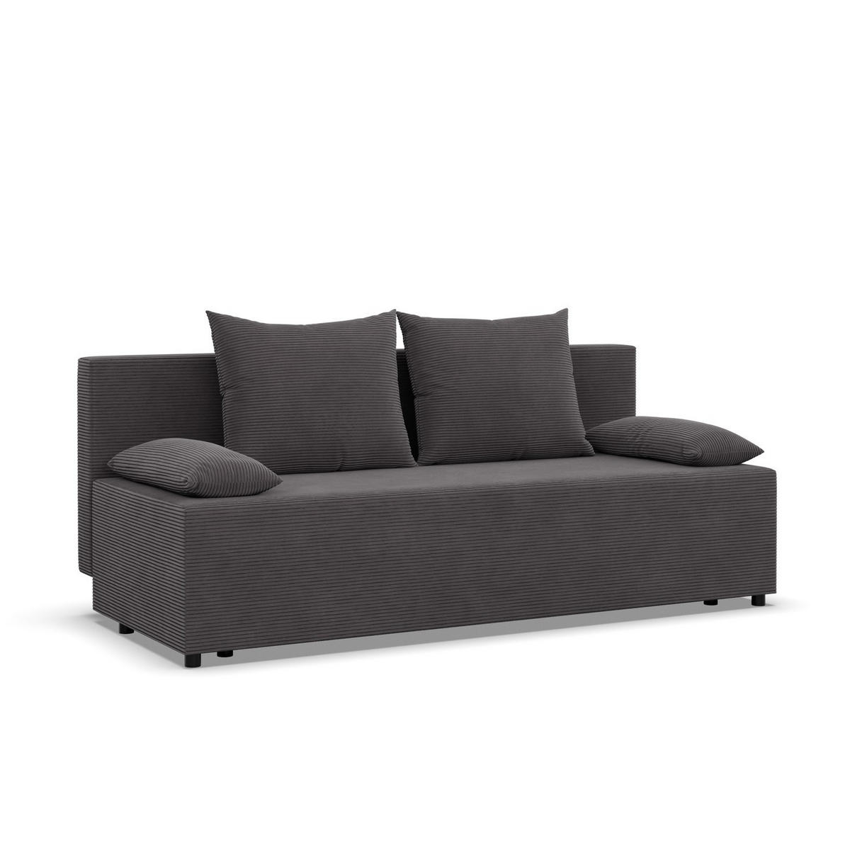SOFA 3-SITZER MIT SCHLAFFUNKTION FERMO Dunkelgrau - Dunkelgrau, Textil (92/95/191cm) - Mebligo