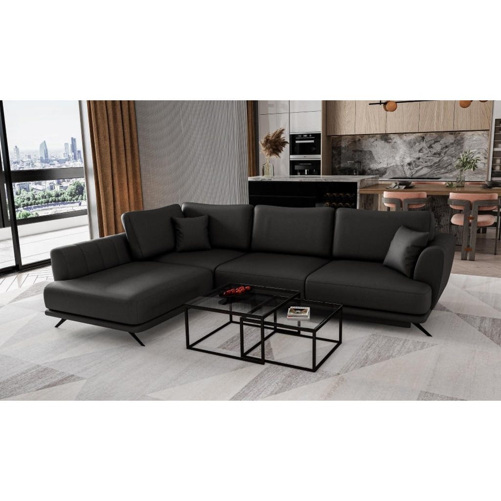 Thumbnail - Eltap Ecksofa, Schwarz, Textil, 4-Sitzer, Ottomane links,L-Form, 276x191 cm, Wohnzimmer, Sofas & Couches, Wohnlandschaft...