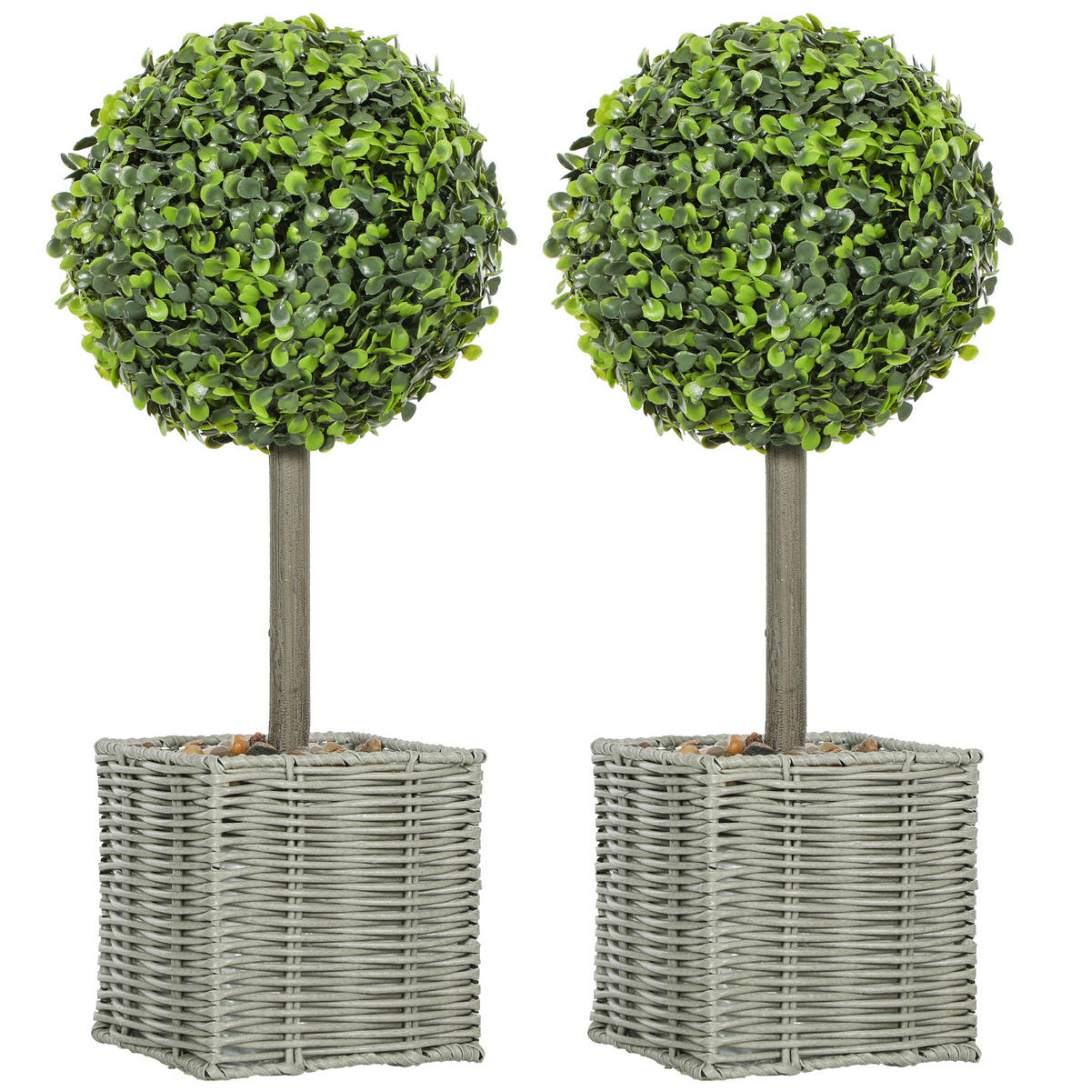 KUNSTPFLANZEN-SET DE-08584 2er-Set Buchsbaumkugeln UV-beständig Grün - Grün, Kunststoff (50cm) - ComfortXL