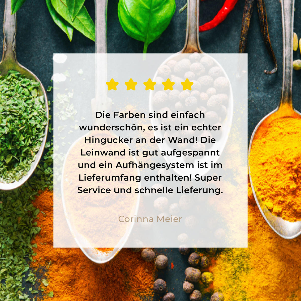LEINWANDBILD Kräuter - Gewürze - Löffel - Küche 80x120 cm - Currygelb, Textil (80/120cm) - MuchoWow