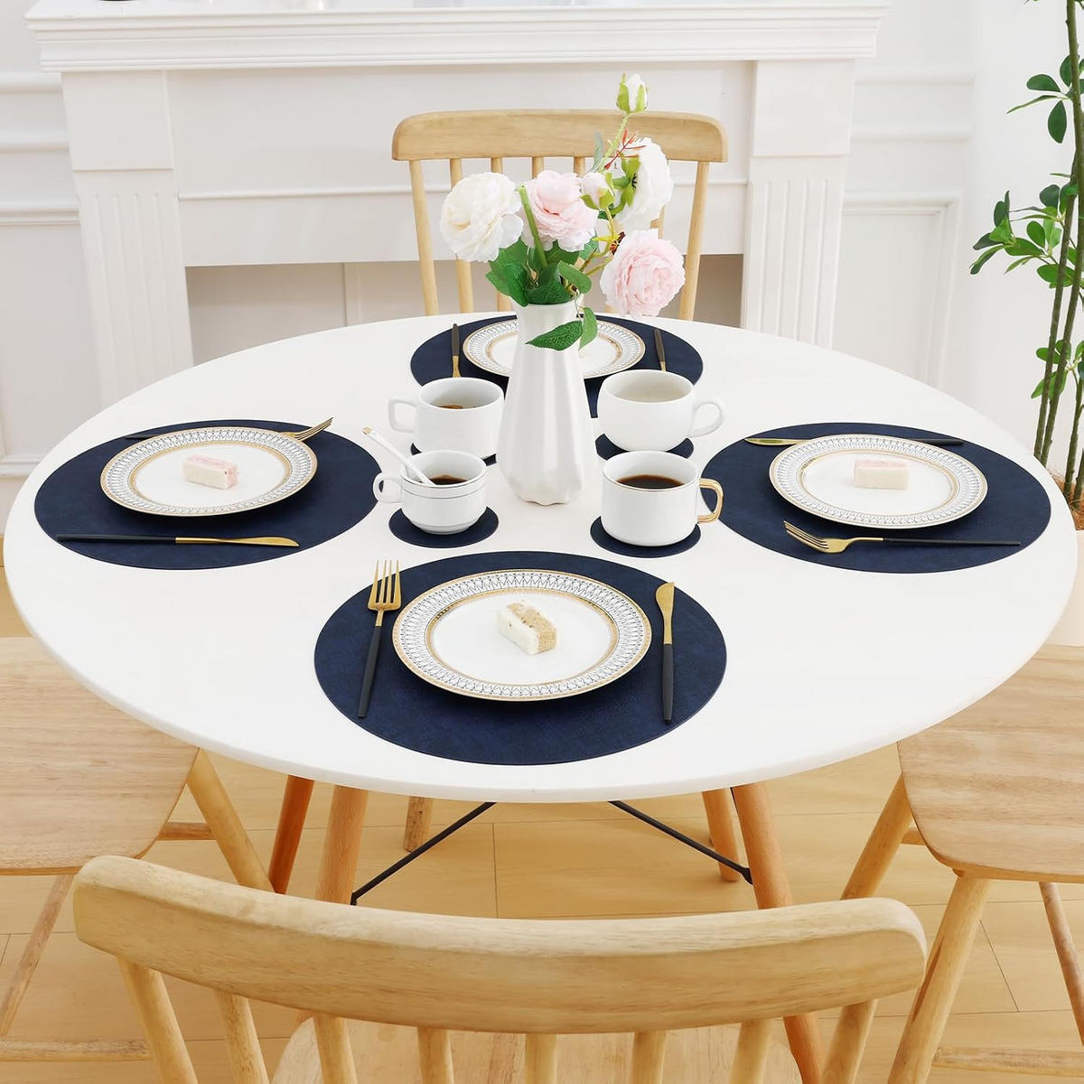 PLATZSETS (10-teiliges Set) – 33 cm – Blau - Dunkelblau, Leder (33/33cm)