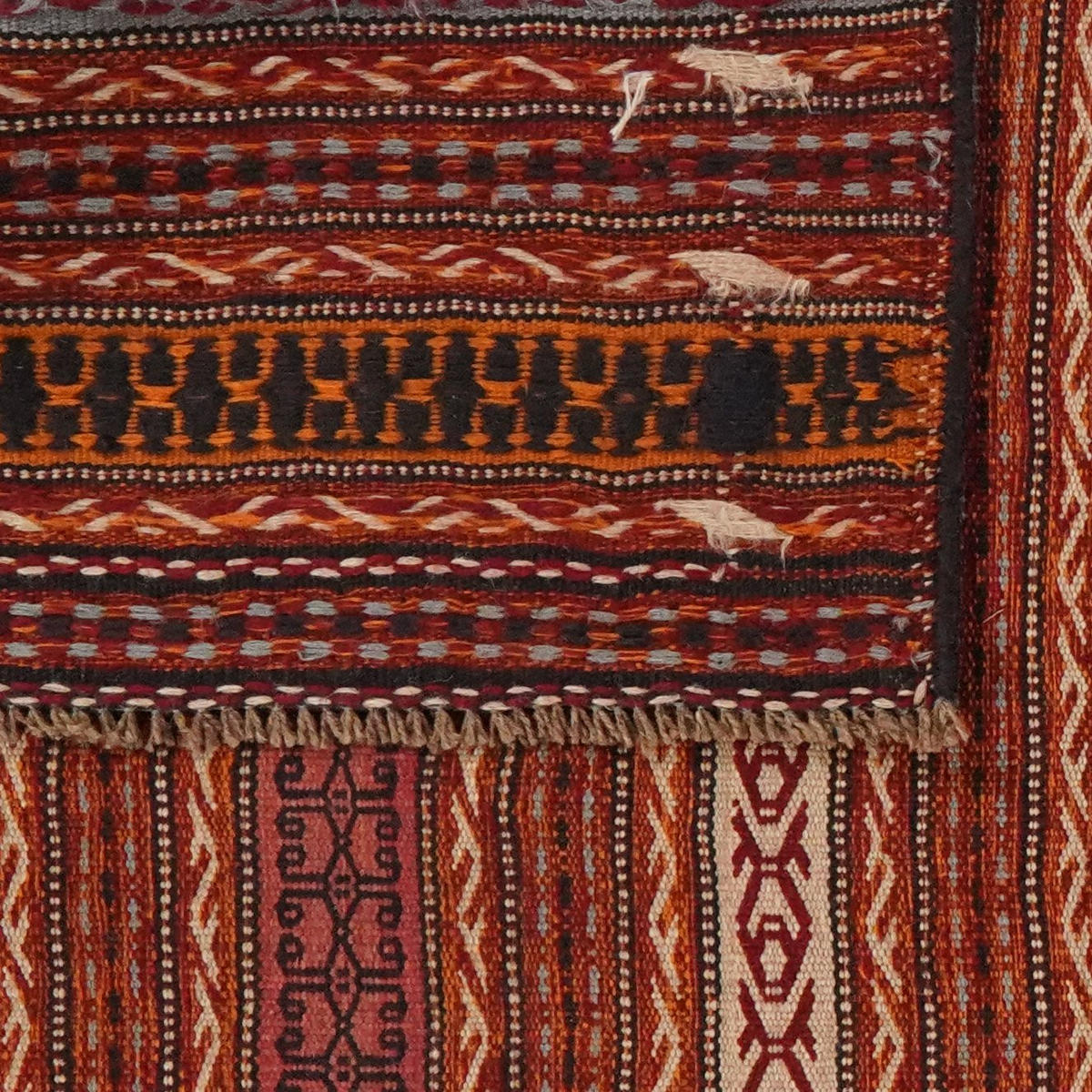 KELIM-TEPPICH handgewebt Kordi Orange 242/160 cm Schurwolle - Orange, Textil (160/242cm) - Looma