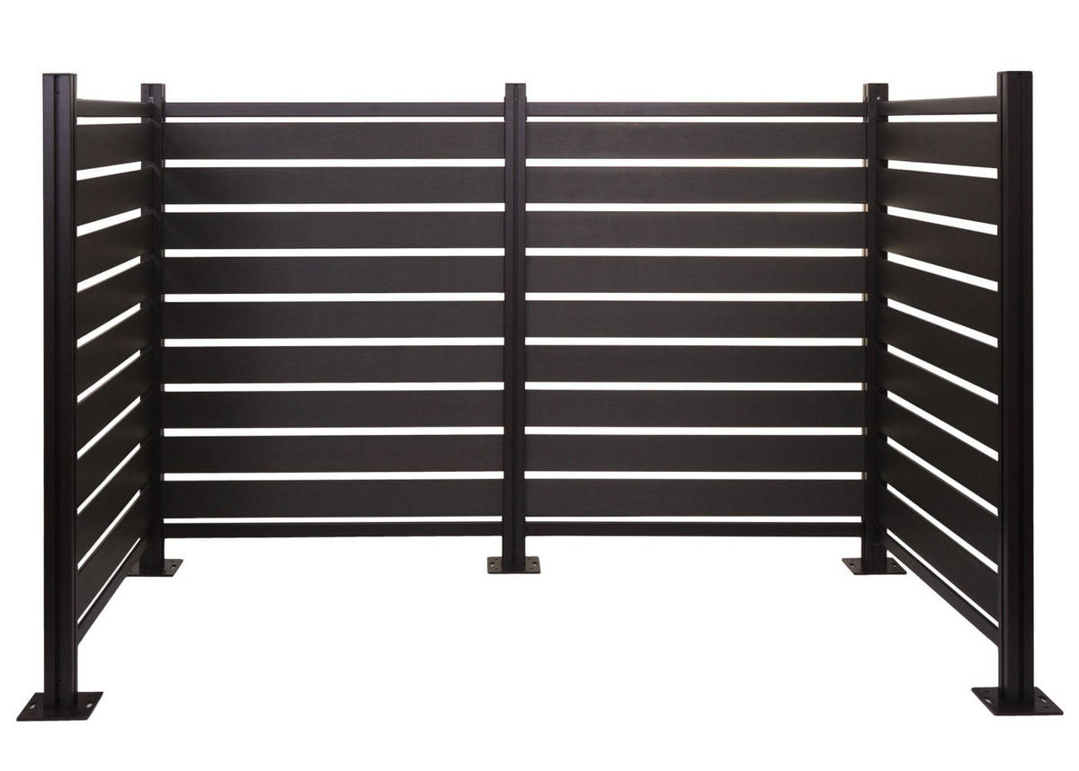 MÜLLTONNEN-ZAUN Alu 130x206x110cm Anthrazit - Anthrazit, Metall (206/130/110cm) - PROREGAL