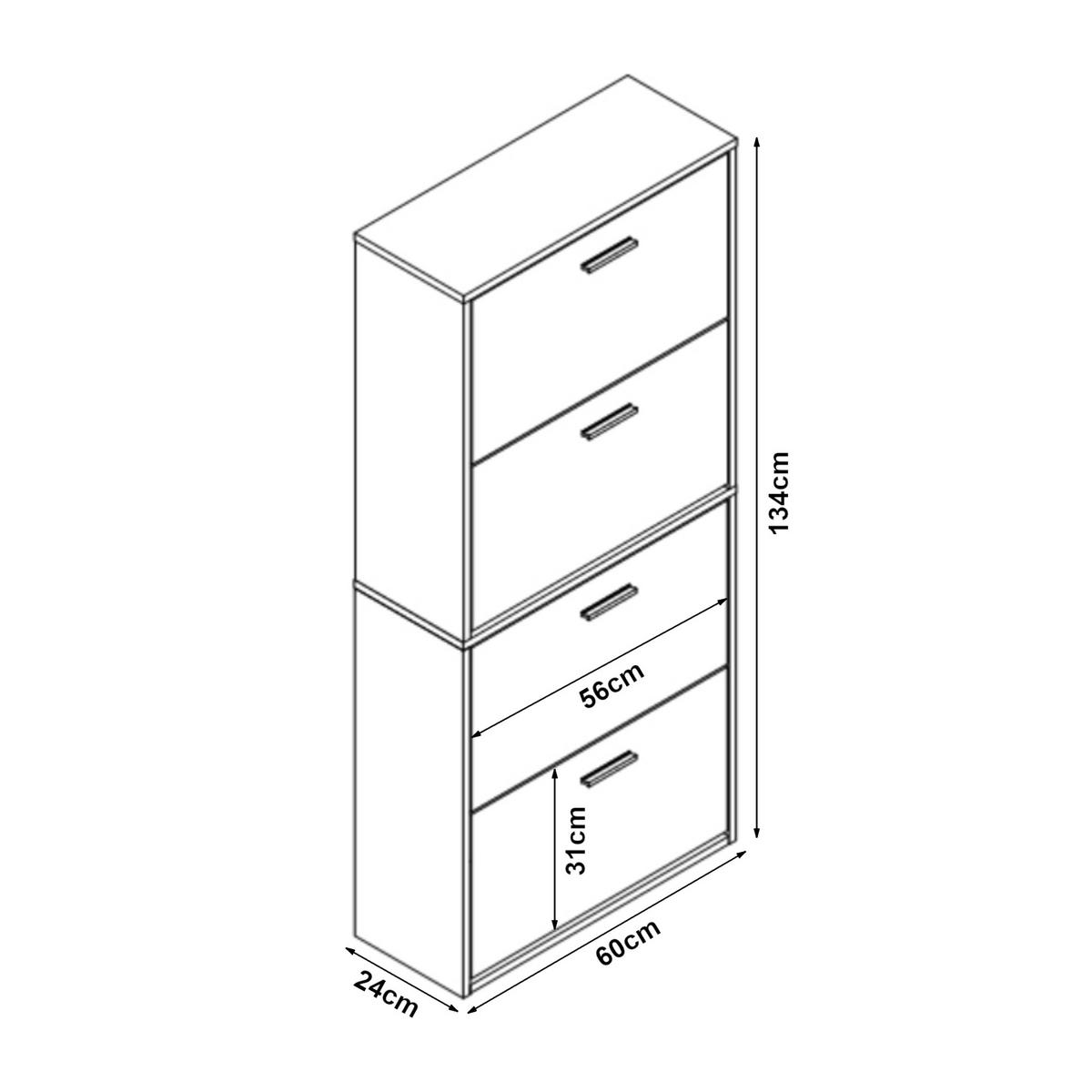 SCHUHSCHRANK Sykkylven - Weiß, Holzwerkstoff (60/134/24cm) - [en.casa]