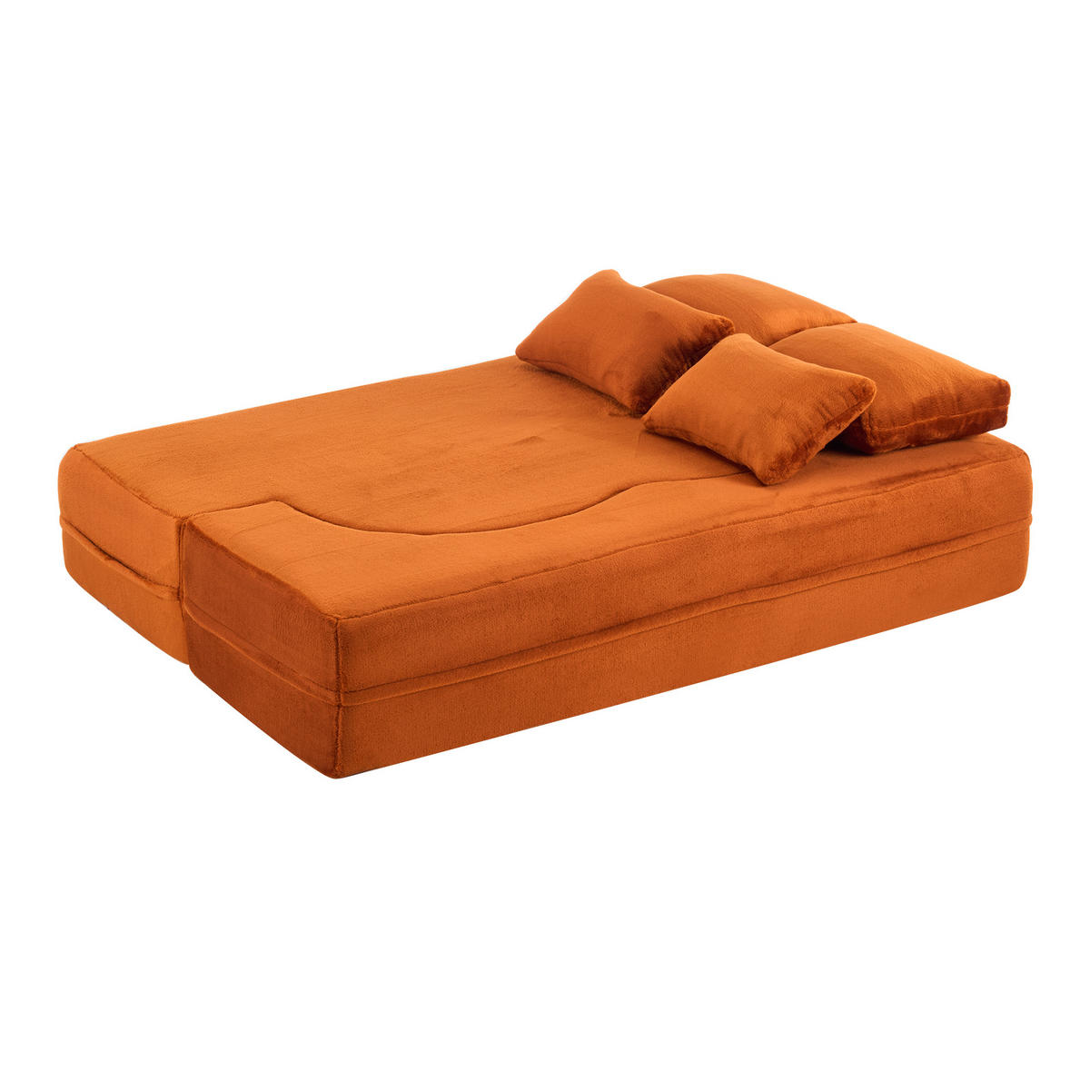 SCHLAFSOFA DE-35000 mit 4 Kissen und Klappfunktion Orange - Orange, Textil (60/76/198cm) - ComfortXL