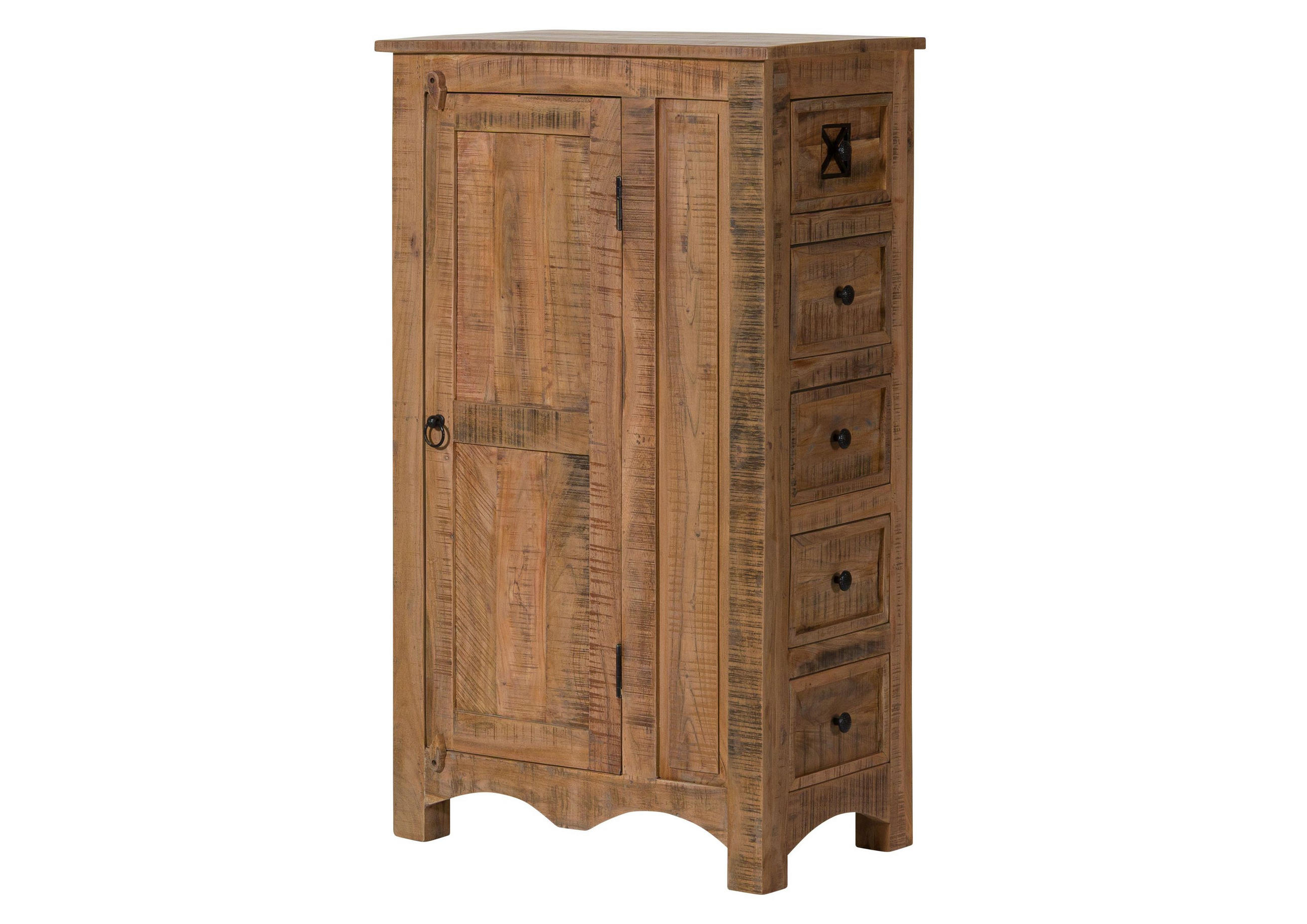 KOMMODE Akazie 70x40x120 natur versiegelt NATURE OF SPIRIT #258 - Braun, Holz (70/120/40cm) - Massivmoebel24