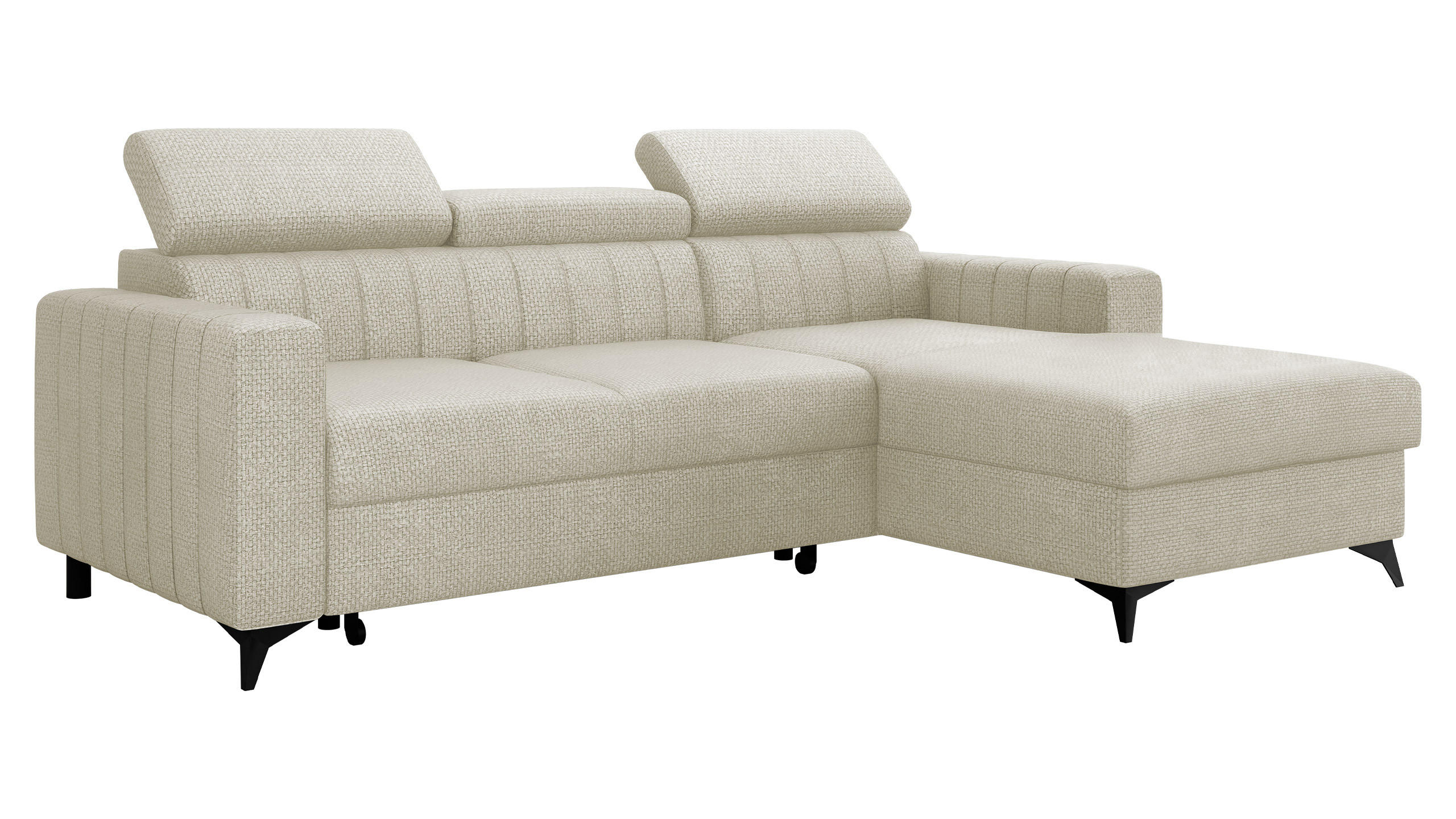 ECKSOFA Milano, Seite: Rechts 2R+LC - Schwarz/Mokka, Holz/Textil (236/172cm) - MIRJAN24