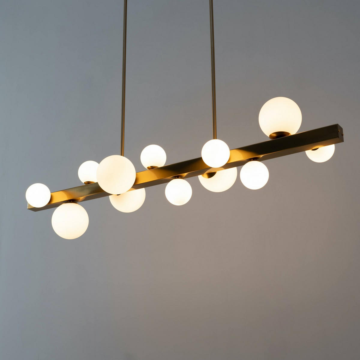 HÄNGELEUCHTE Oromia, Gold / Messing, 110cm - Goldfarben, Glas (110/35/17cm) - KOSILUM