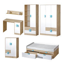 JUGENDZIMMER-SET Nico 6-teilig Eiche hell / Weiß-Farbapplikationen Türkis 494 / 204 / 190 cm - Hellbraun/Eichefarben, Holz/Holzwerkstoff (494/190/204cm) - Feldmann-Wohnen