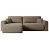 ECKSOFA mit Schlaffunktion und Bettkasten ORRO-L - 272x145x83 cm Braun Velours - Schwarz/Braun, Holzwerkstoff/Kunststoff (272/145cm) - ALTDECOR