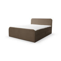 BOXBETT LAMBI mit 2 Bettkästen, 180x200, Farbe: Braun, Bouclé-Stoff, mit Bonell-Matratze inkl. Topper - Braun, Holz/Kunststoff (180/200cm) - VENASI MÖBEL