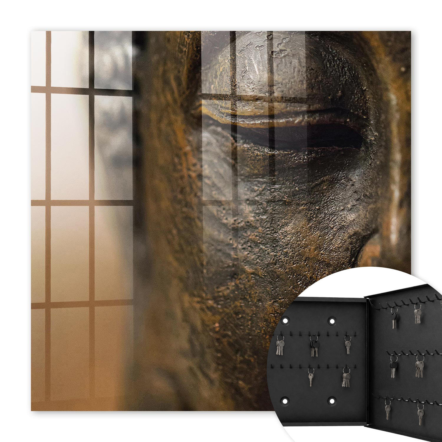 SCHLÜSSELBOX Schwarz 30x30 cm- Türöffnung nach rechts - Stille Eleganz - Braun, Metall (30/30/5cm) - TULUP