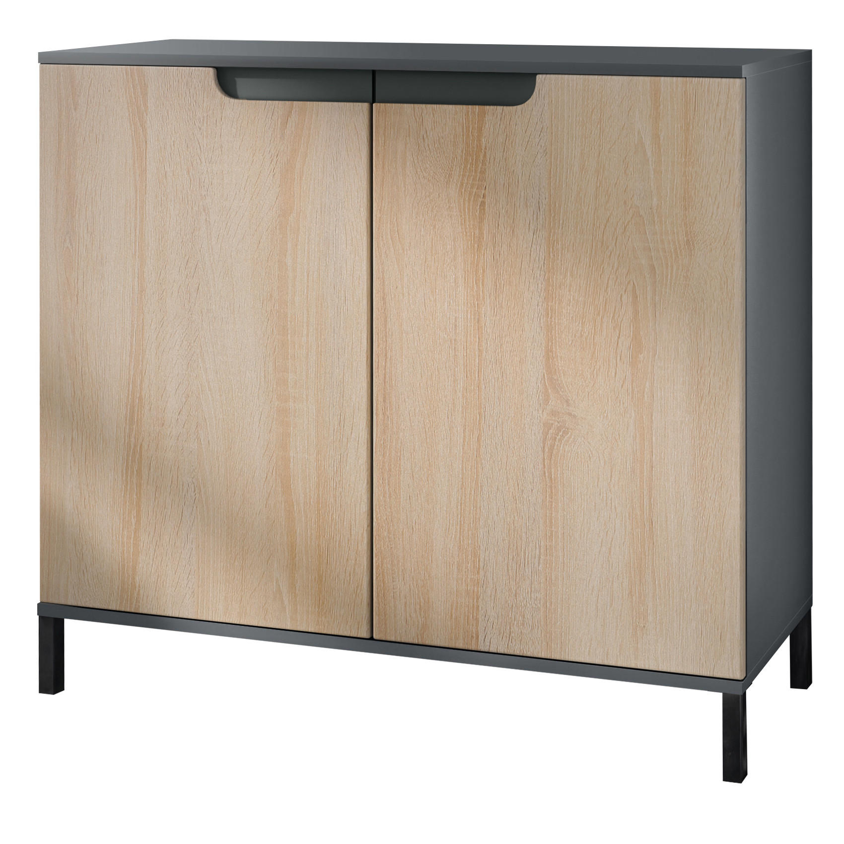 KOMMODE Sylt Eiche sägerau - Eiche San Remo, Holzwerkstoff (92.5/83.5/35cm) - Vladon