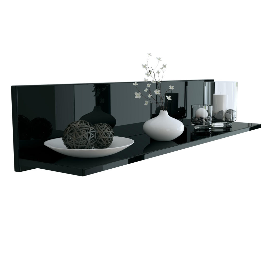 Vladon Wandregal Schwarz Hochglanz 97.5x18.5x18.5 cm