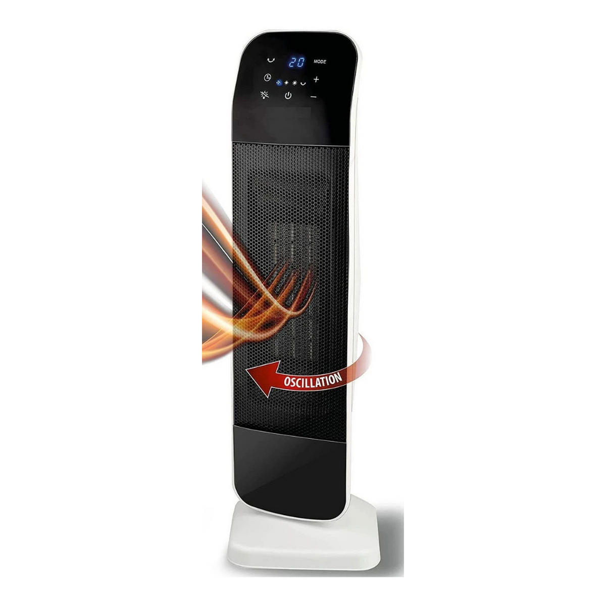 KERAMIK HEIZLÜFTER Schwarz 2000W Standgerät mit Fernbedienung, Elektroheizung, Heizgerät, Raumheizer, Schnellheizer, Oszillation, Thermostat - Schwarz, Kunststoff (18/61/20cm) - Alpina