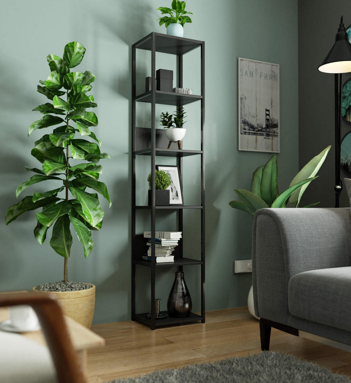 LOFT-REGAL Bücherregale Schwarz, 40x192x32 cm - Schwarz, Holz (40/192/32cm) - Milordbikes