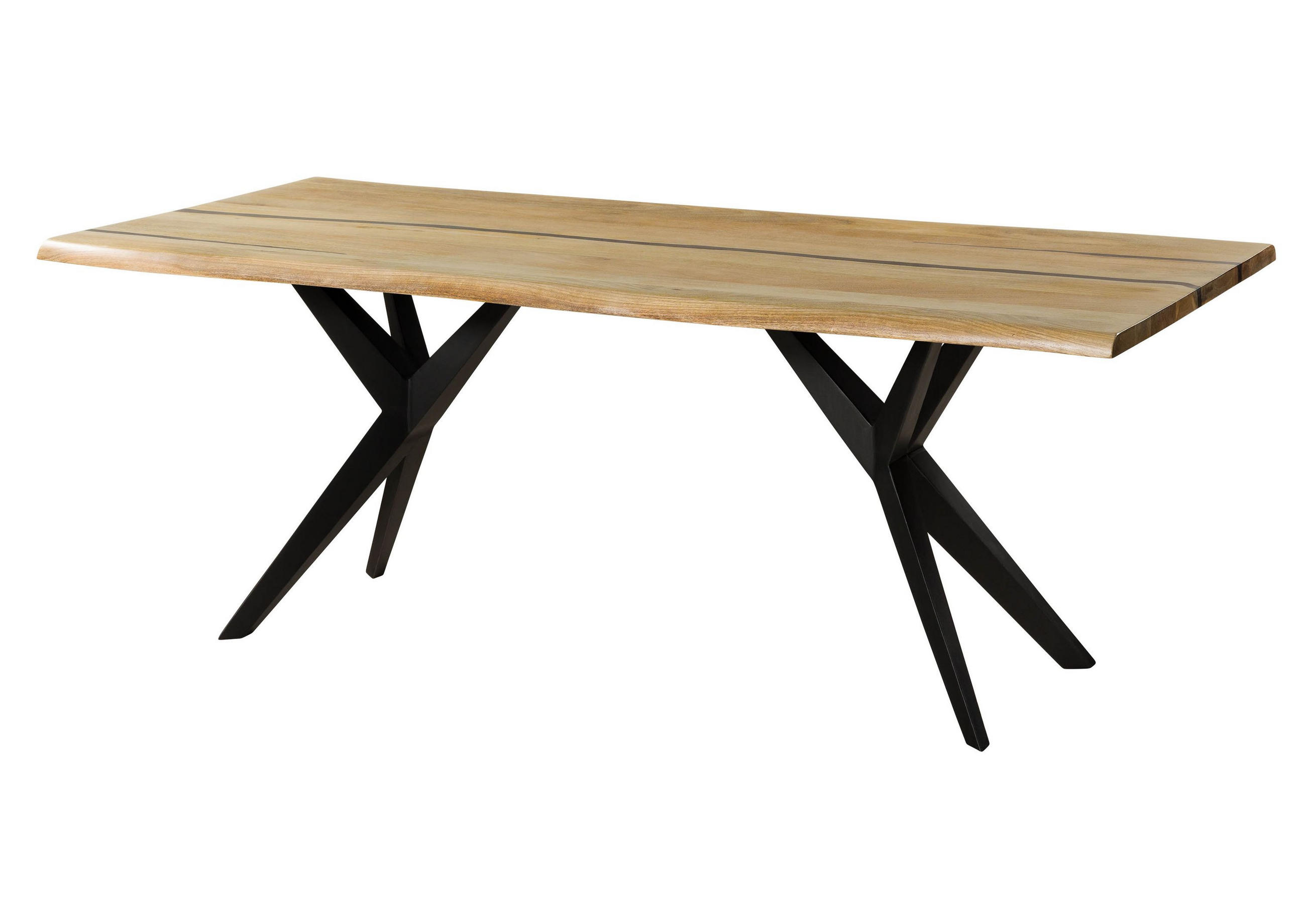 BAUMTISCH Mango 200x100x76 natur lackiert / Epoxid schwarz, Sterngestell anthrazit matt EPOXY - Naturfarben, Holz (200/100/76cm) - Massivmoebel24