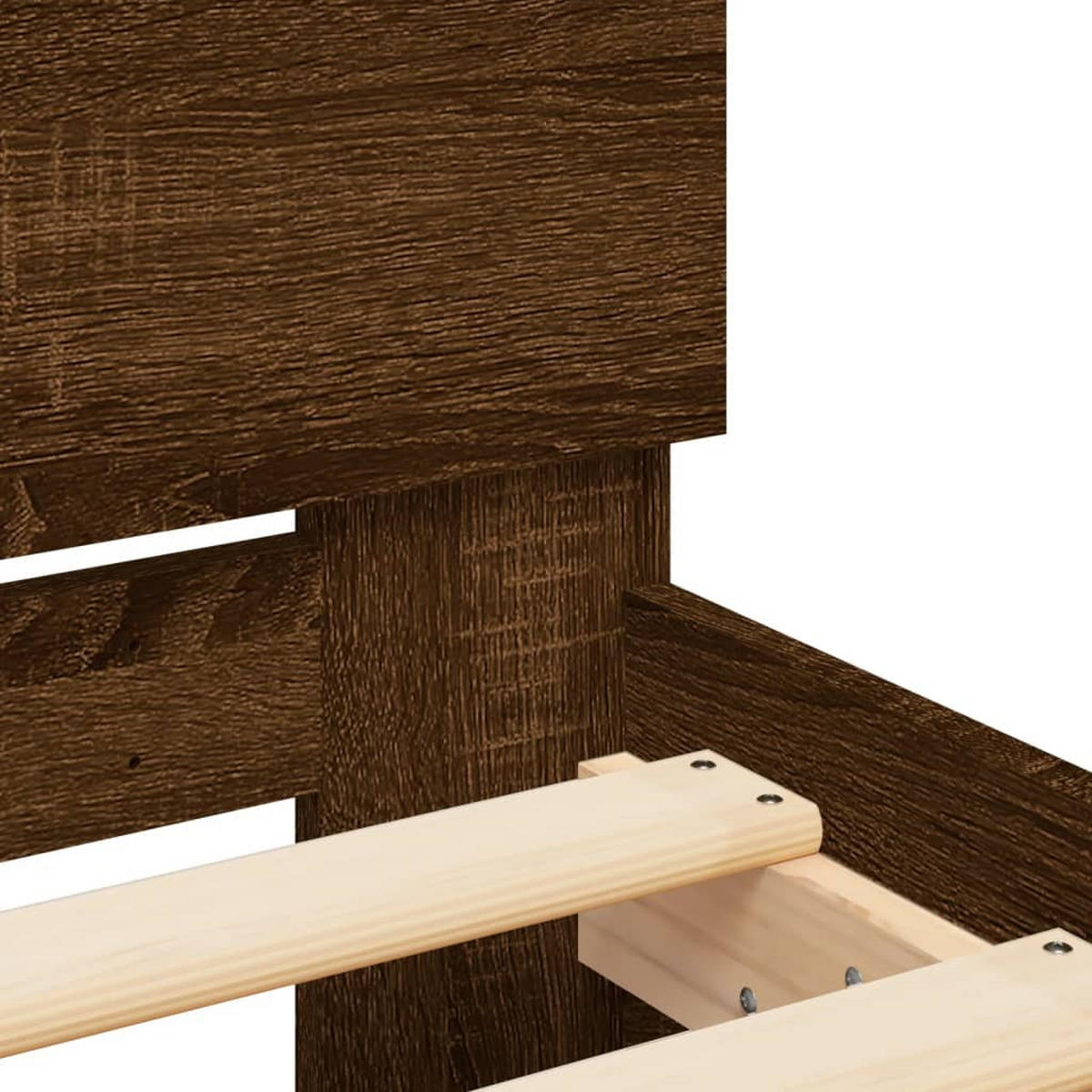 BETTGESTELL Ohne Matratze Mit Kopfteil Braun Eiche 90/200 Cm - Braun, Holzwerkstoff (90/200cm) - vidaXL