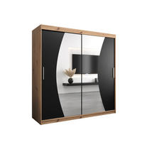 SCHWEBETÜRENSCHRANK 200/200/62 2-türig - Silberfarben/Schwarz, Holz/Kunststoff (200/200/62cm) - Abiks Möbel