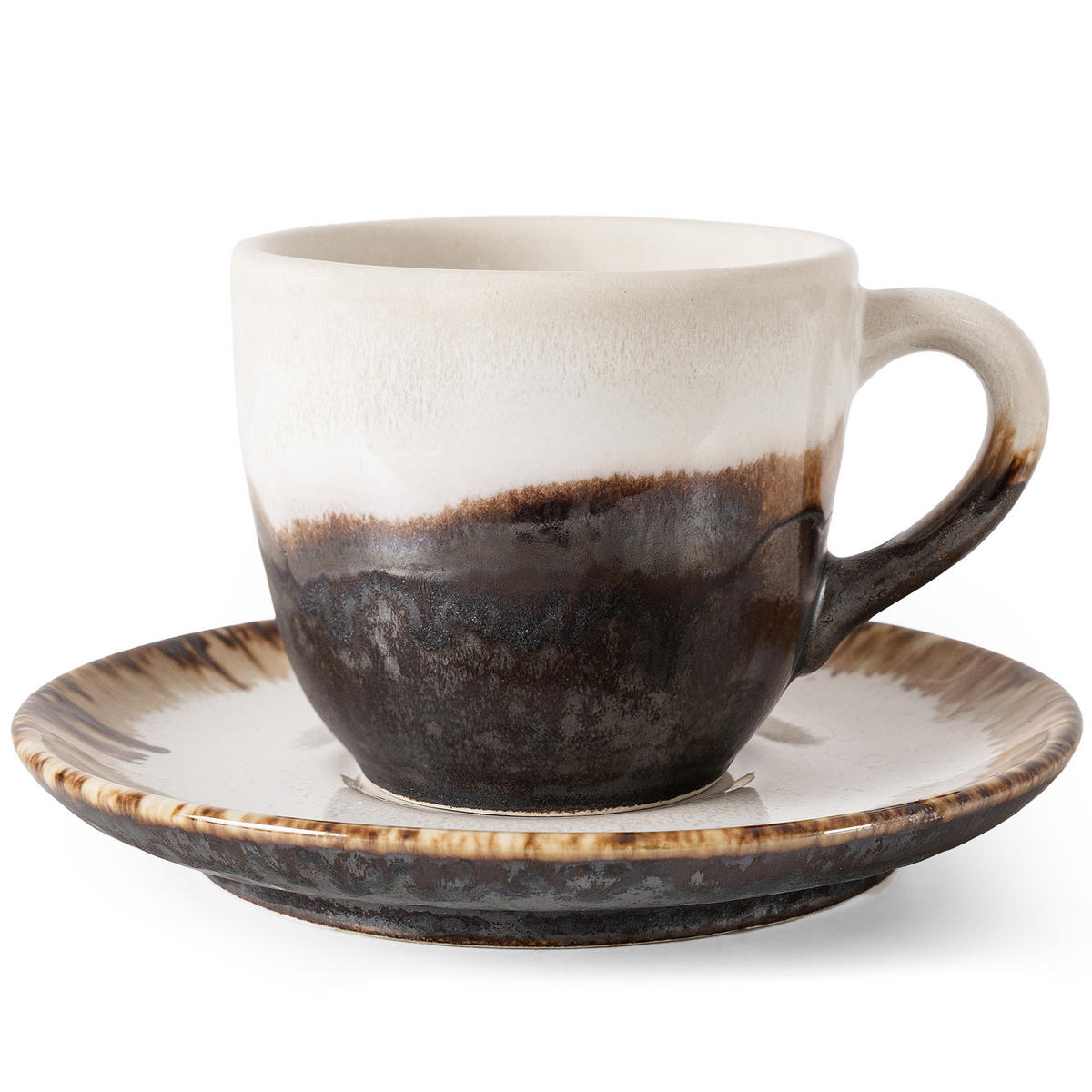 KAFFEETASSE PRIMA, mit Untertasse, 6-tlg, Hellbeige - Beige, Keramik (11/7/9cm) - KONSIMO®