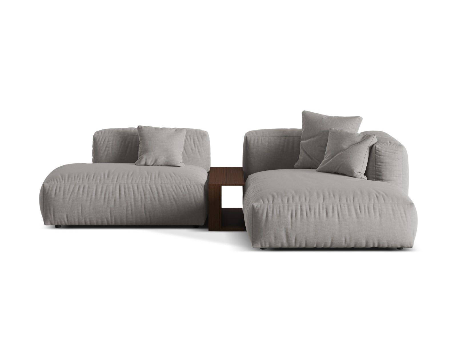 ECKSOFA modular rechts Martina aus strukturiertem Stoff hellgrau 2 Sitzplätze - Hellgrau, Textil (176/285cm) - Micadoni