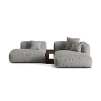 ECKSOFA modular rechts Martina aus strukturiertem Stoff hellgrau 2 Sitzplätze - Hellgrau, Textil (176/285cm) - Micadoni