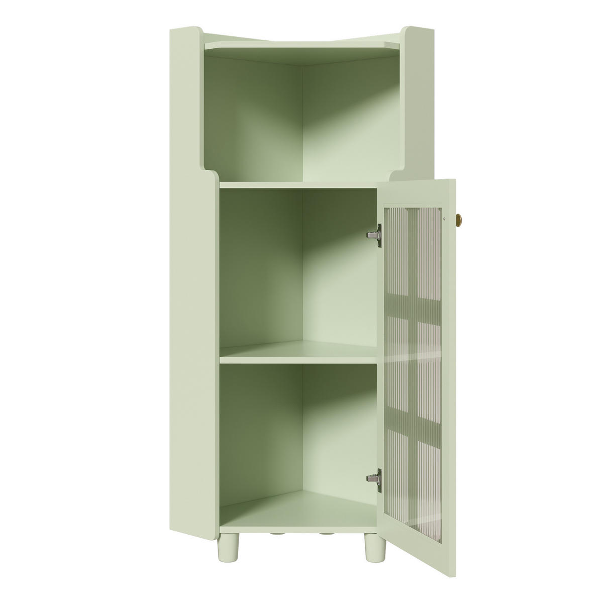 LED-ECKSCHRANK 63.5x16.5x124 cm Grün aus Spritzglas mit App-LED & 2-in-1 Stauraum - Grün, Holzwerkstoff (63.5/124/16.5cm) - Modfu