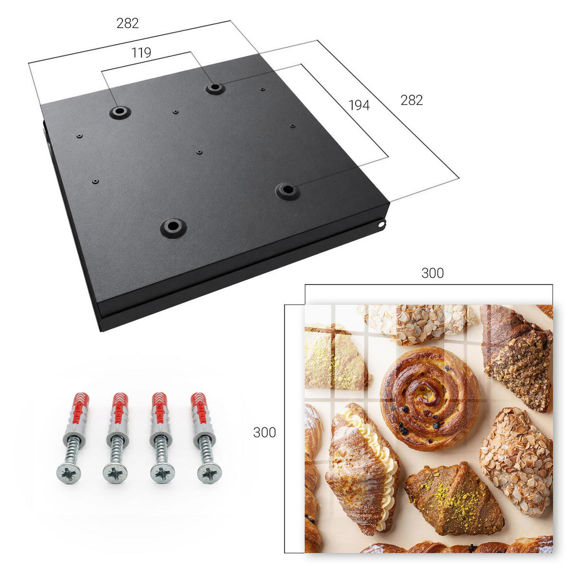 SCHLÜSSELBOX Schwarz 30x30 cm- Türöffnung nach rechts - Süßigkeiten - Braun, Metall (30/30/5cm) - TULUP