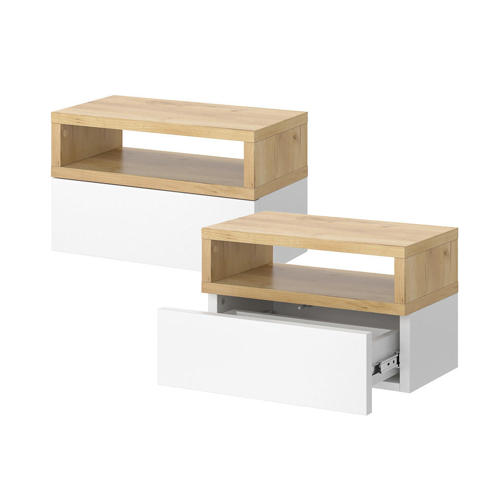 NACHTTISCH Urbano Braun 45 x 28 cm - Braun/Weiß, Holzwerkstoff (45/28/25.3cm) - Vicco