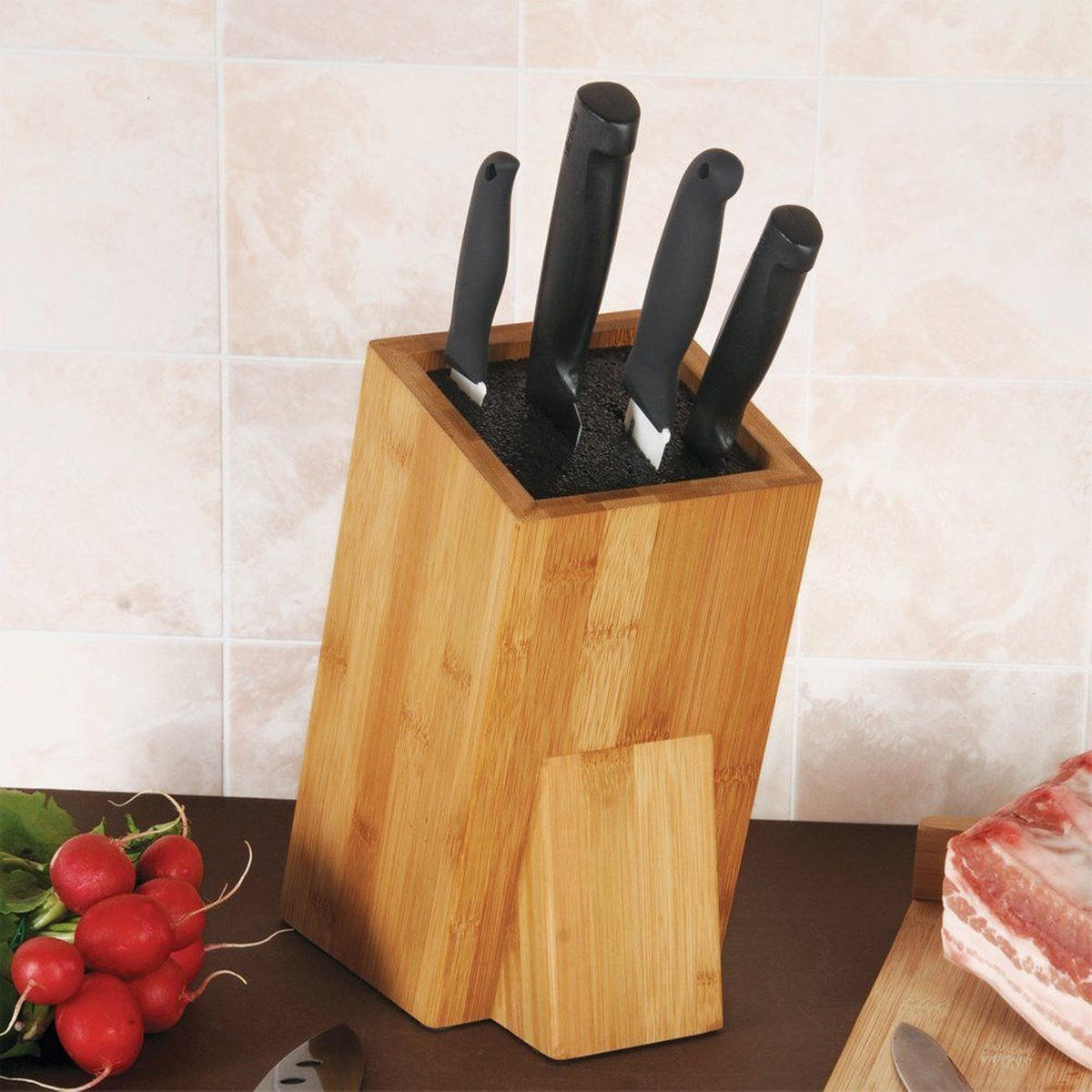 MESSERBLOCK Bambus Borsteneinsatz Natur - Naturfarben, Holz (11.5/24.5/17cm) - Orion 