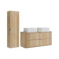 BADMÖBEL-SET - 120 x 46 - holz - naturfarben hell Filor - Weiß, Holz (120/57/46cm) - Vente-Unique