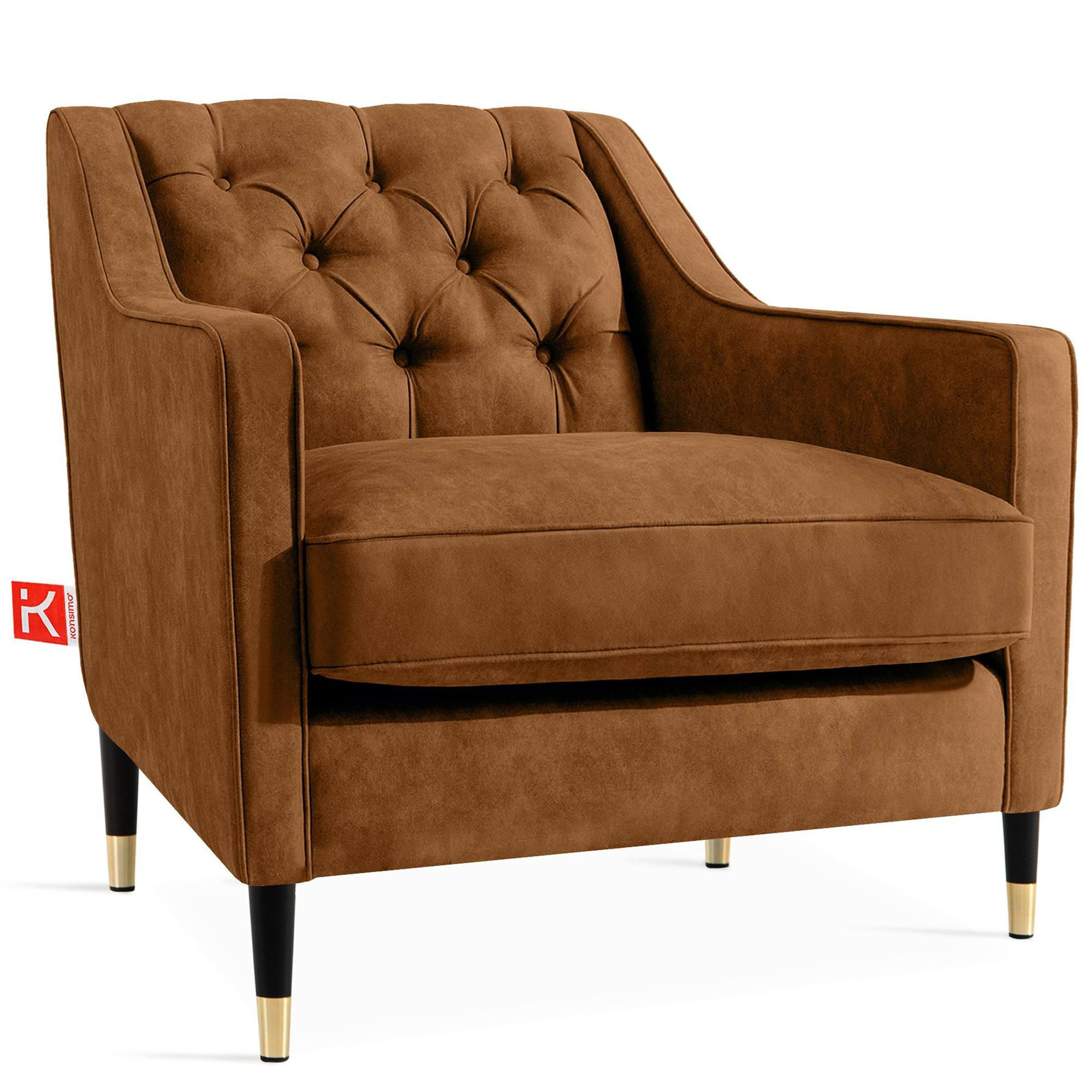 SESSEL NOMUS Kunstleder, gesteppt, Rostbraun - Wengefarben/Dunkelorange, Holz/Holzwerkstoff (77/78/80cm) - KONSIMO®
