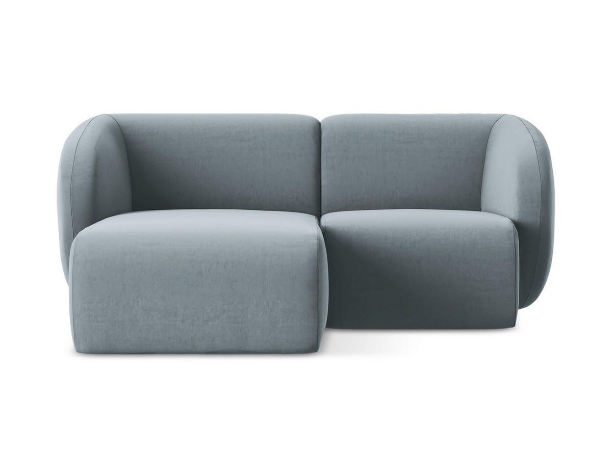 ECKSOFA Links Samt Stoff Blau - Schwarz/Hellblau, Holzwerkstoff/Kunststoff (178/166cm) - Makamii