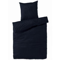BETTWÄSCHE Damast 135x200 Blau gestreift - Bettbezug aus 100% Baumwolle - Dunkelblau, Textil (135/200cm) - Carpe Sonno