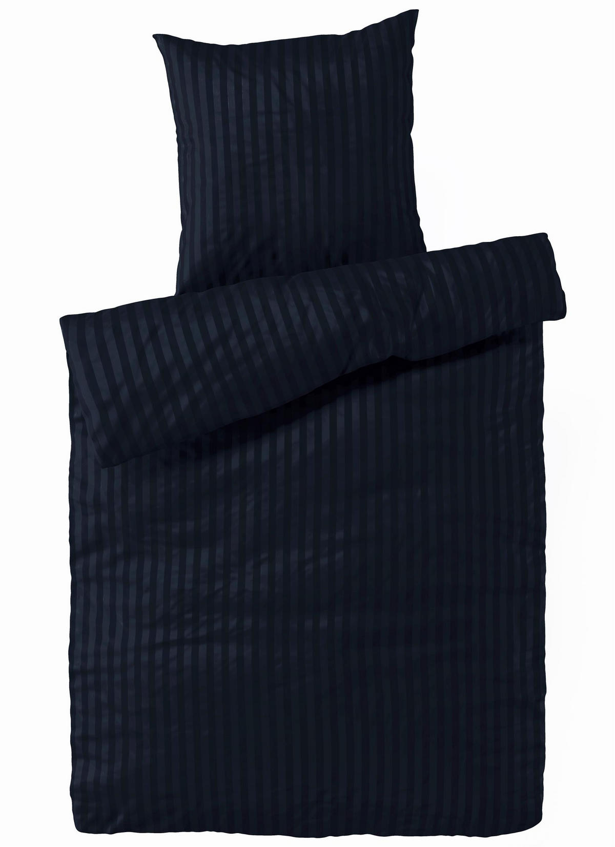 BETTWÄSCHE Damast 135x200 Blau gestreift - Bettbezug aus 100% Baumwolle - Dunkelblau, Textil (135/200cm) - Carpe Sonno