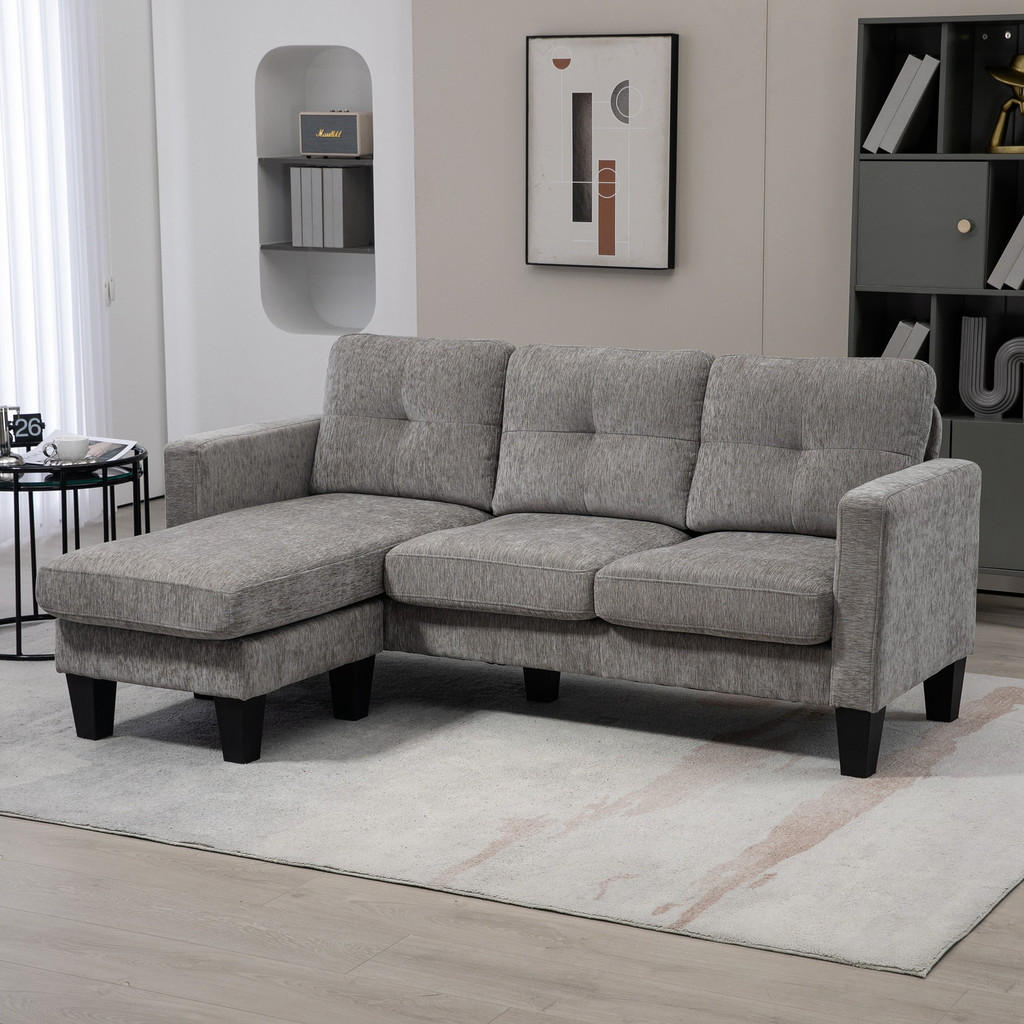 Thumbnail - Homcom Ecksofa,, Braun, Textil, 186x130 cm, Wohnzimmer, Sofas & Couches, Wohnlandschaften, Ecksofas