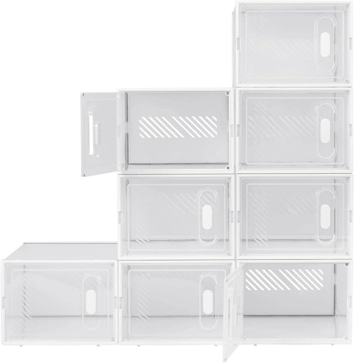 SCHUHBOX 8 St.er Set , Kunststoff - Transparent/Weiß, Kunststoff (50/75/35.5cm) - Woltu